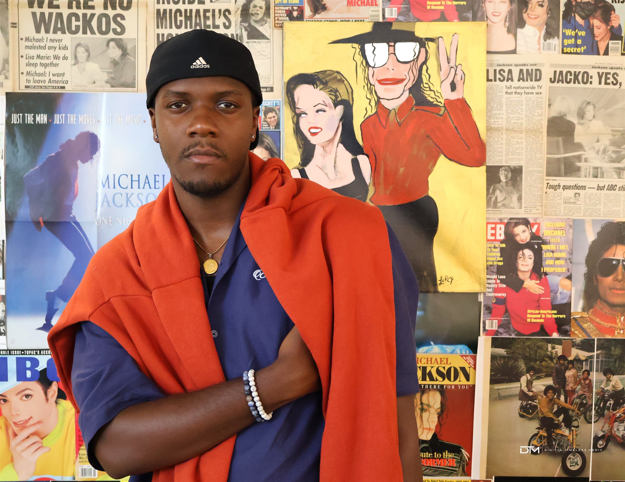 Portrait against a music magazine wall, photographed by DTM