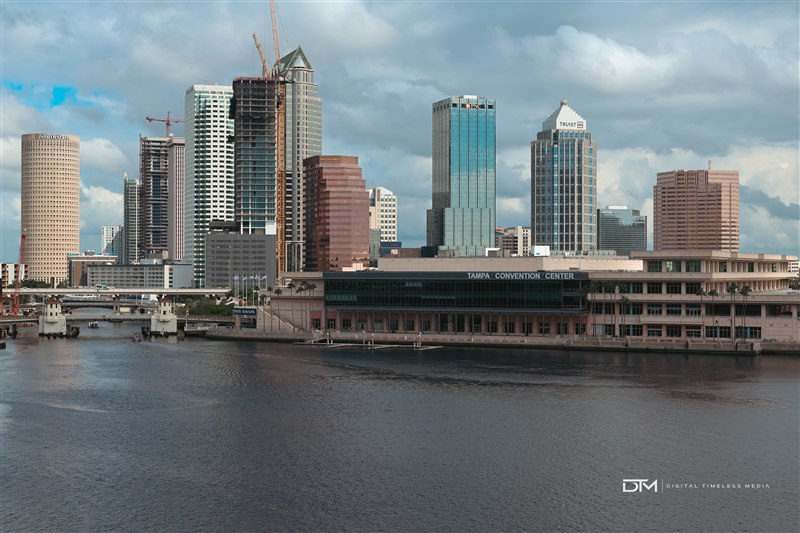 Waterfront architecture and skyline